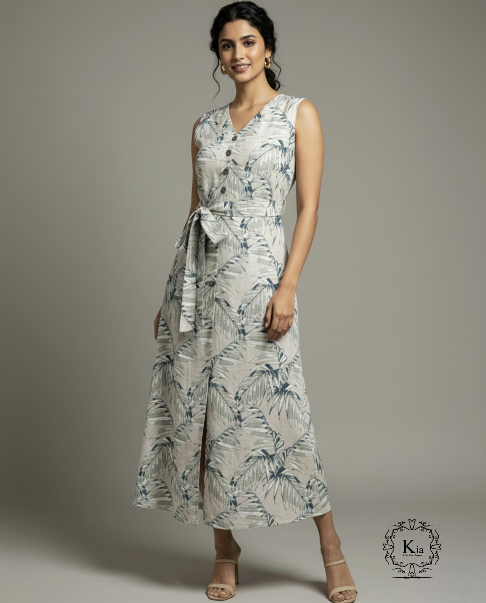 Printed Linen Serenity Dress - Image 3